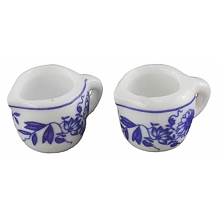 Set of 2 ceramic jugs h 1.1 cm nativity accessories