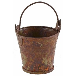 Rusty metal bucket h 4 with handle h 6.7 cm