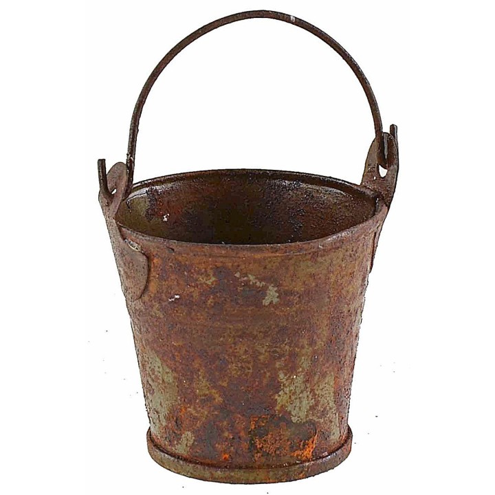 Cubo de metal oxidado h 4 con asa h 6,7 cm