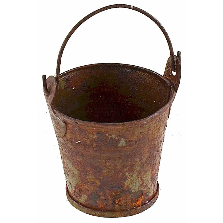 Cubo de metal oxidado h 4 con asa h 6,7 cm