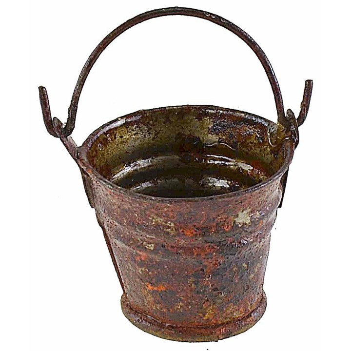 Cubo de metal oxidado h 2,8 cm con asa h 4,5 cm