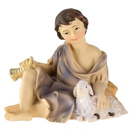 Seated boy with lamb 12 cm series in resin