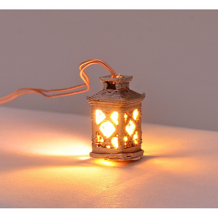 Small lantern worked with 3 Volt yellow LED, 1.5 cm h