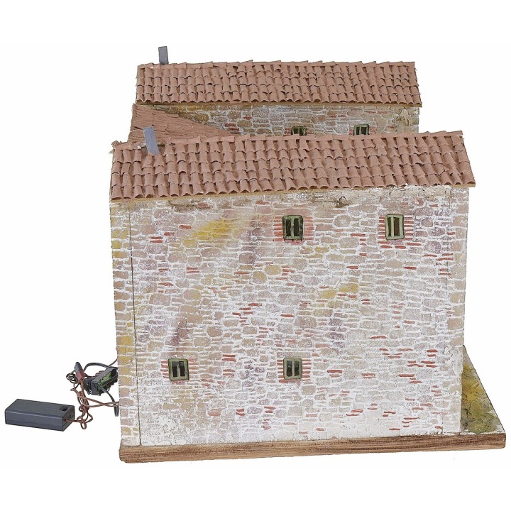 Stuccoed farmhouse with working illuminated oven 50x40x35 cm h