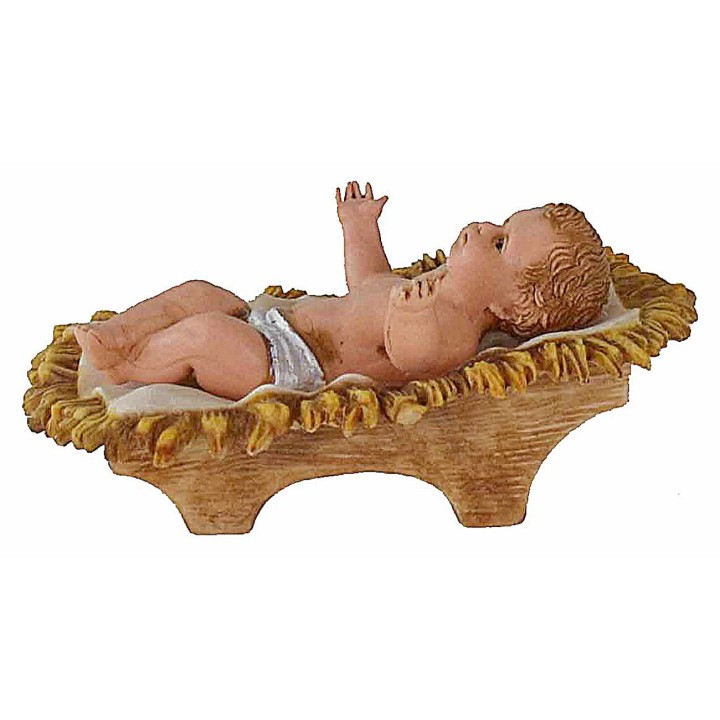 Baby Jesus with cradle 12 cm series Landi Moranduzzo