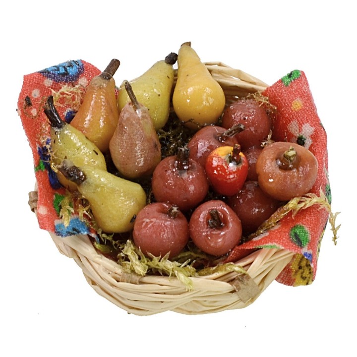 copy of Wicker basket with assorted fruit in wax ø 4,5x2,2 h cm