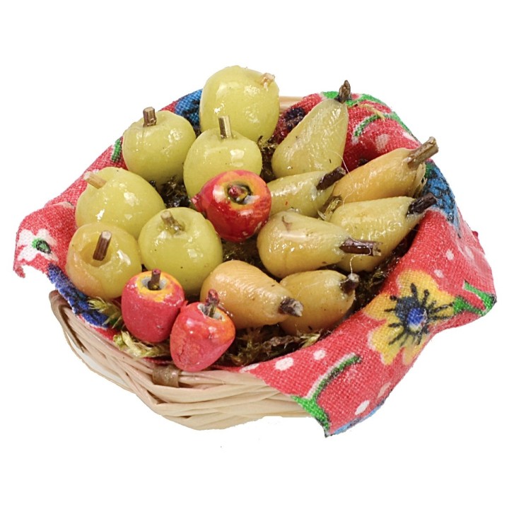 Cesto di vimini con frutta assortita in cera ø 4,5x2,2 h cm