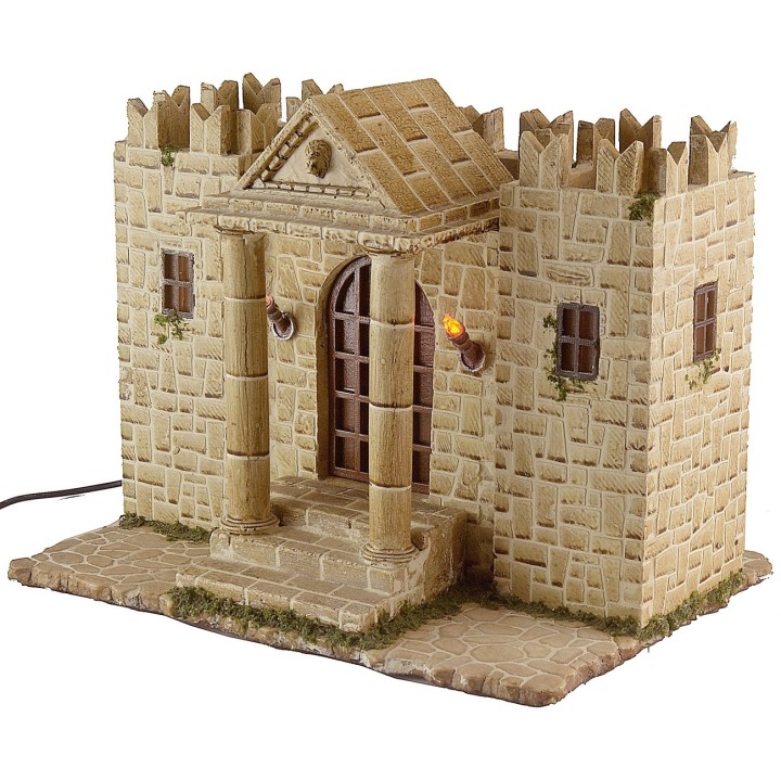 Castillo de resina con torres iluminadas cm 31x25x24,5 h