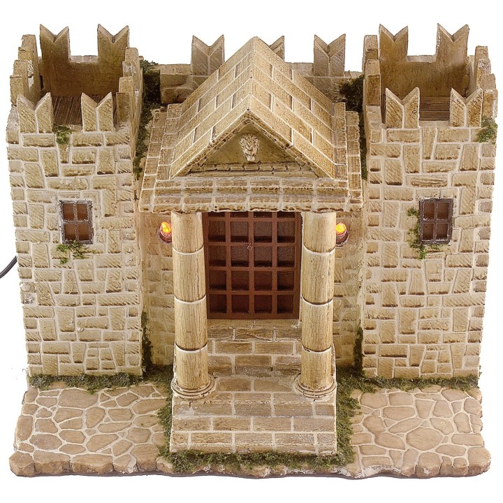 Castillo de resina con torres iluminadas cm 31x25x24,5 h