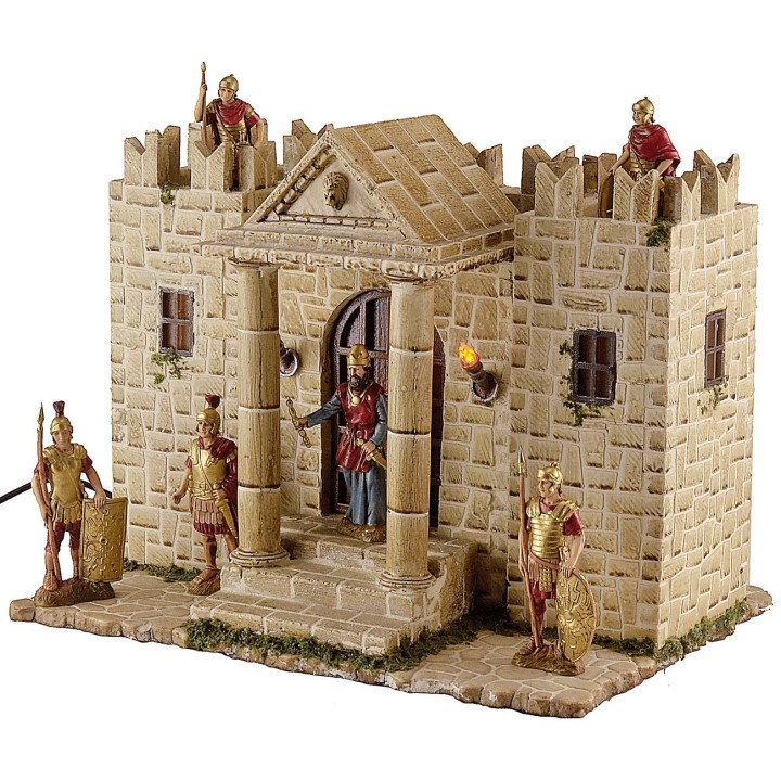 Castillo de resina con torres iluminadas cm 31x25x24,5 h