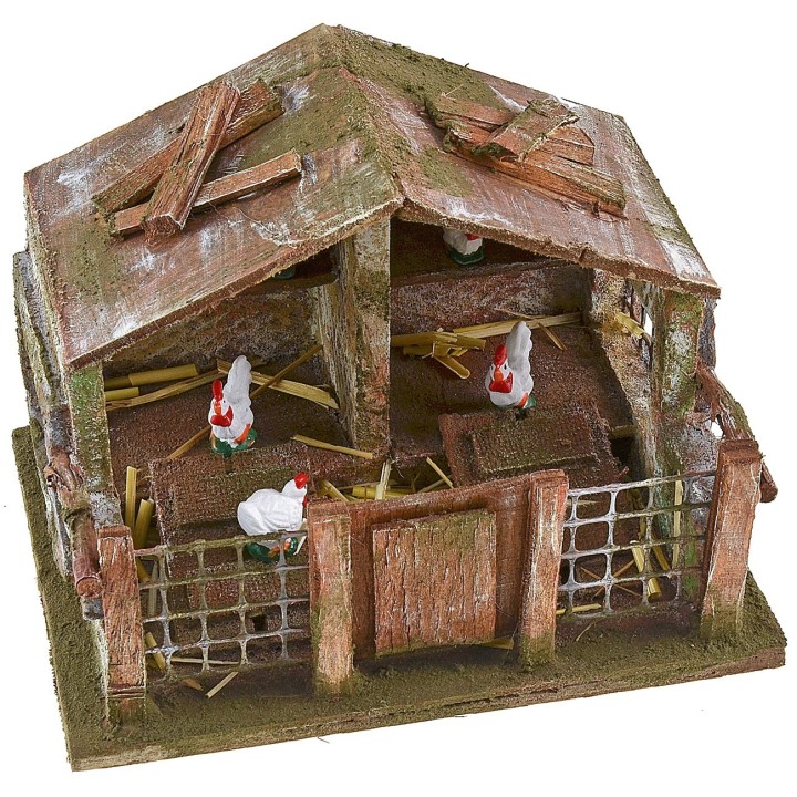Pollaio for presepe cm 19x14, 5x13 h