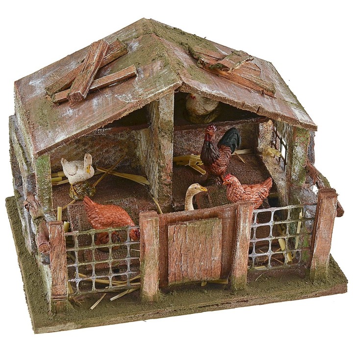 Pollaio for presepe cm 19x14, 5x13 h