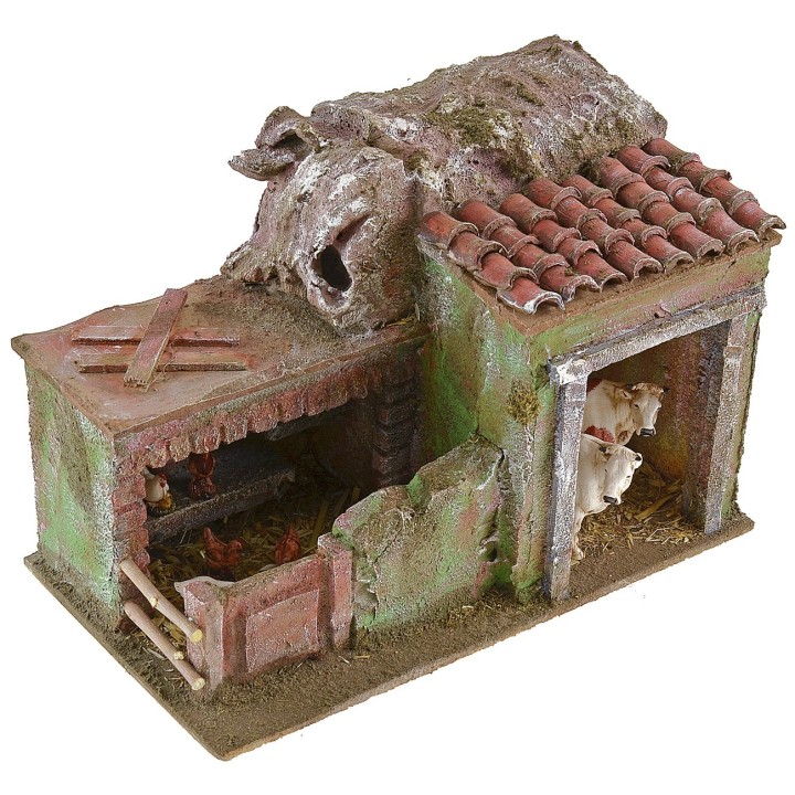 Doble establo con cercado de 27x15x18 cm h