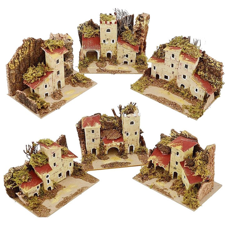 Set 6 case presepe cm 15x10x10 h