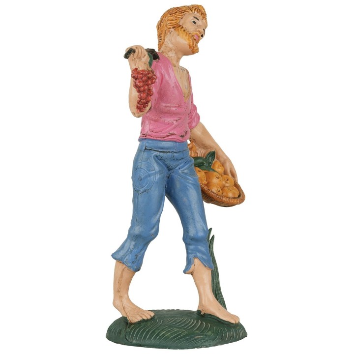 Uomo con cesto di frutta 15 cm Euromarchi