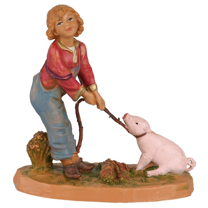 Child with pig 12 cm series Fontanini