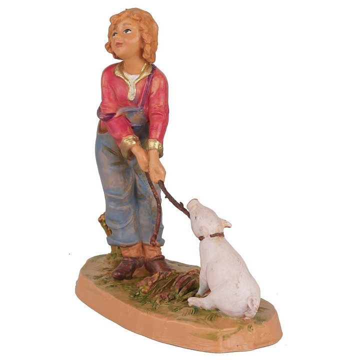 Child with pig 12 cm series Fontanini