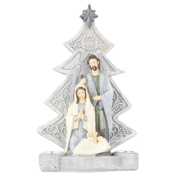 Natividad con árbol portavelas cm 12x5x20,5 h.