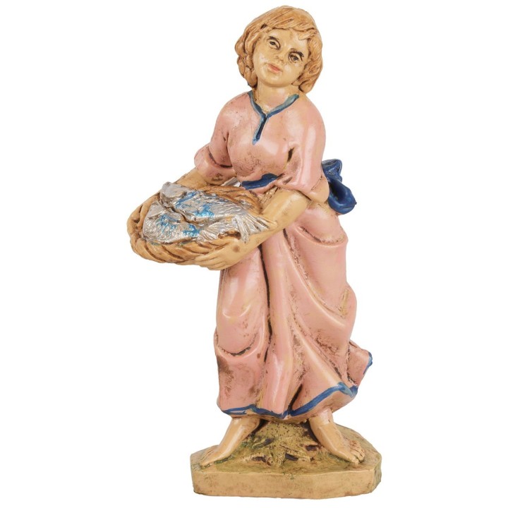 Mujer con cesta de pescado 10 cm Euromarchi lux