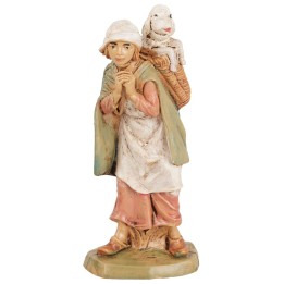 Donna con agnello sulle spalle 10 cm Euromarchi lux