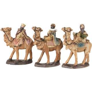 Set of three Wise Men on a 10 cm camel in resin