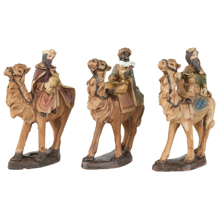 Set tre Re Magi sul cammello 10 cm in resina