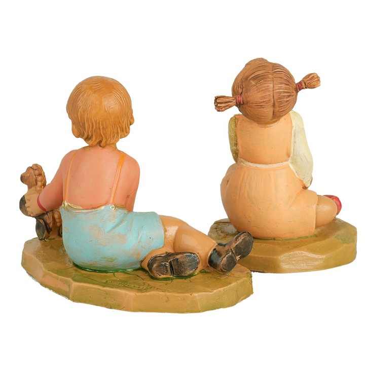 Due bambini con giochi serie 12 cm Fontanini