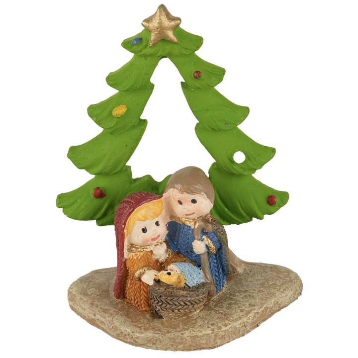 Naïve Nativity with tree in resin 6x3x8 h