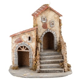 Group of houses with staircase cm 23x27x24.5 h