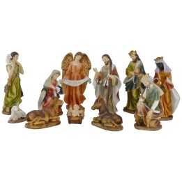 Natividad en juego de 11 figuras de 15 cm en resina