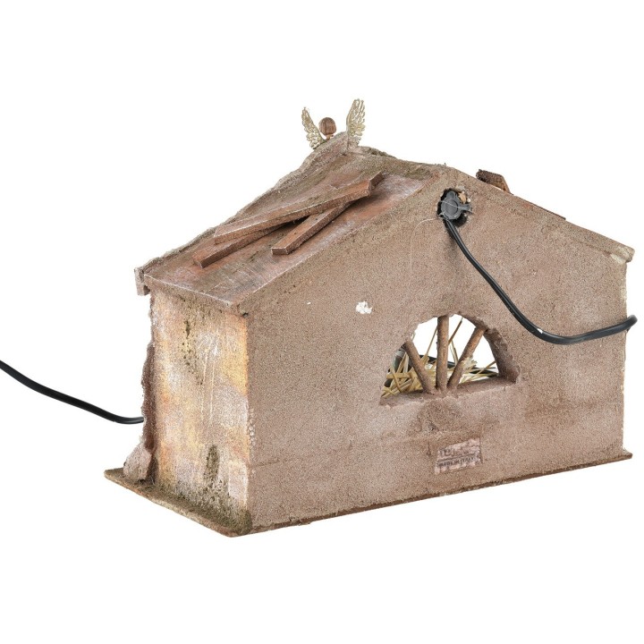 Cabaña de poliestireno iluminada con Natividad serie 10 cm
