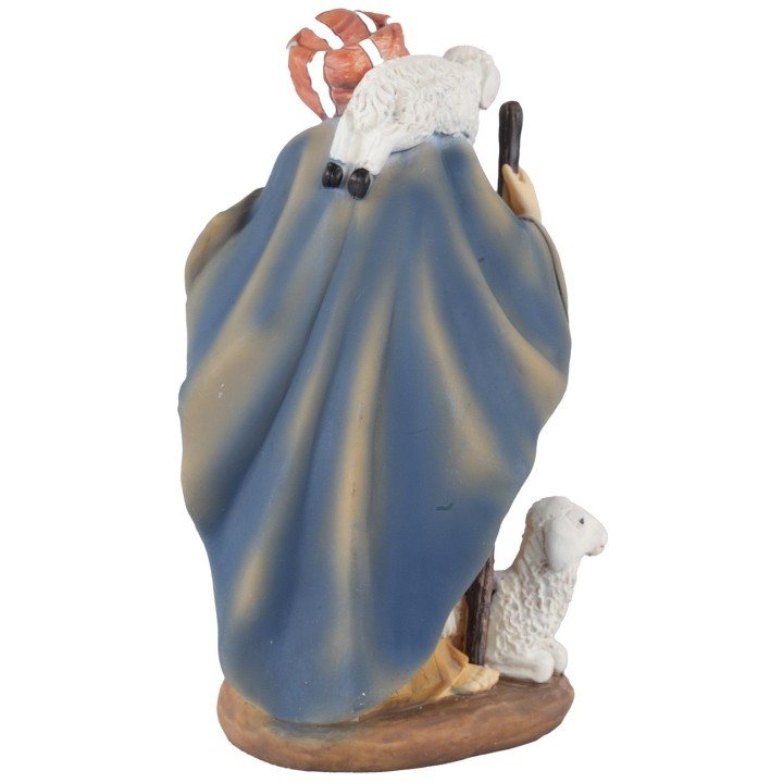 Shepherd with sheep in resin 15 cm