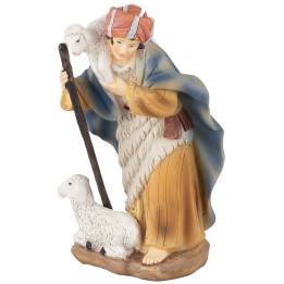 Shepherd with sheep in resin 15 cm