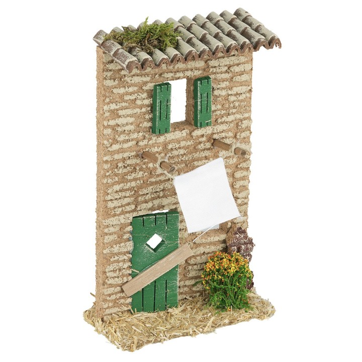 Fachada de casa con trapos cm 11x5x18 h