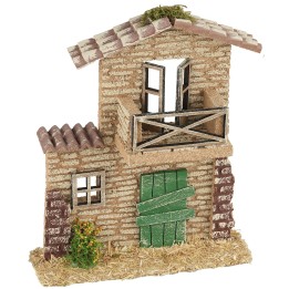 Fachada de casa con balcón cm 17x6x20 h