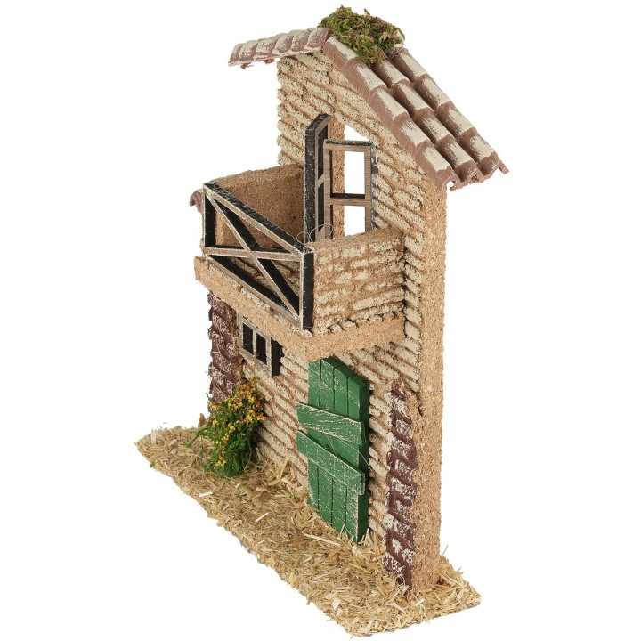 Facade of a house with a balcony, dimensions 17x6x20 cm