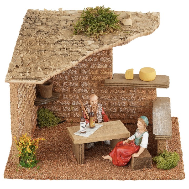 Taberna con campesinos cm 19x15x14 h