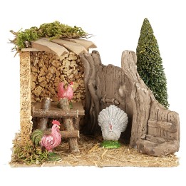 Pollaio con animali da cortile cm 18x14x14 h