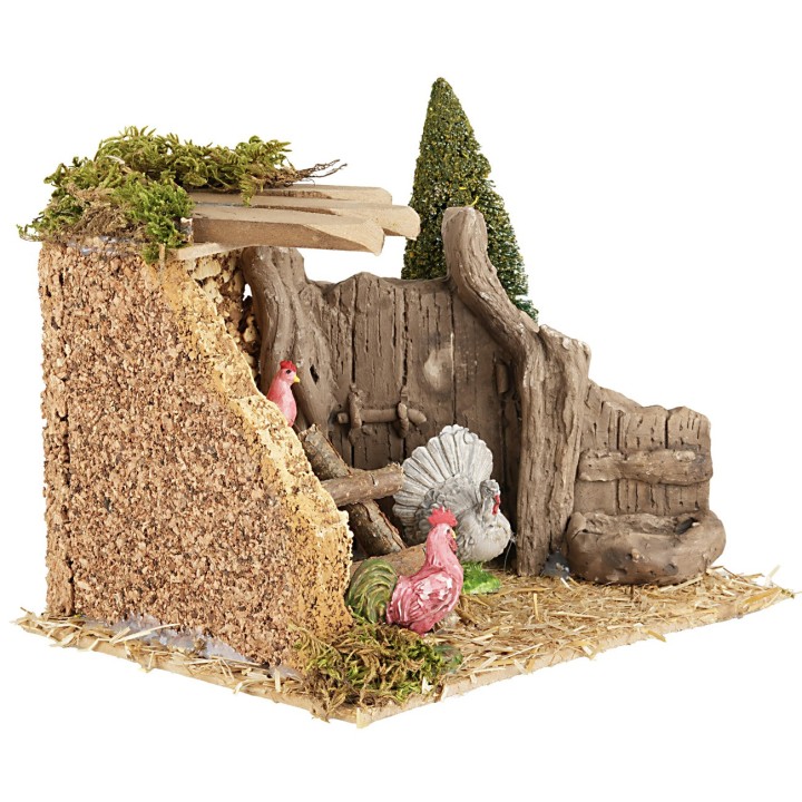 Pollaio con animali da cortile cm 18x14x14 h