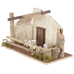 Sheep pen with sheep, dimensions 29x15.5x17.5 cm (h)
