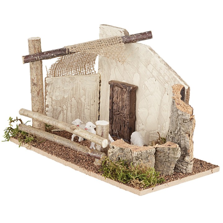 Sheep pen with sheep, dimensions 29x15.5x17.5 cm (h)