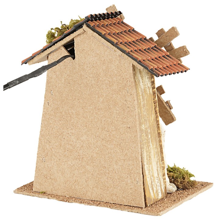 Molino de viento con aspas de madera funcionando cm 16x11,5x17 h