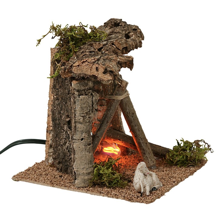 Rifugio con fuoco funzionante cm 15x15x14 h