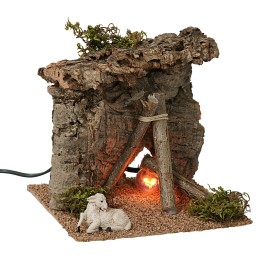 Shelter with working fire cm 15x15x14 h