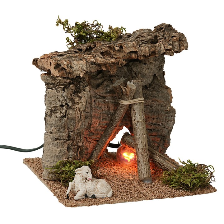 Refugio con fuego funcionando cm 15x15x14 h