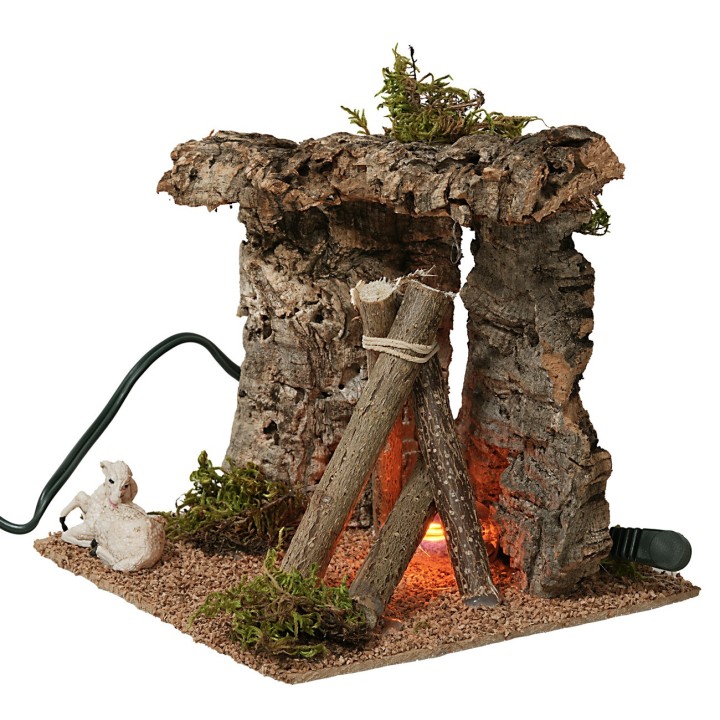 Rifugio con fuoco funzionante cm 15x15x14 h