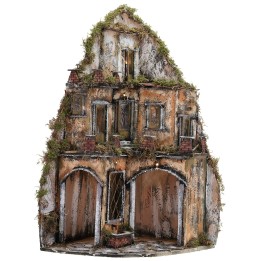 Presepe illuminato ad angolo con fontana cm 43x43x82 h