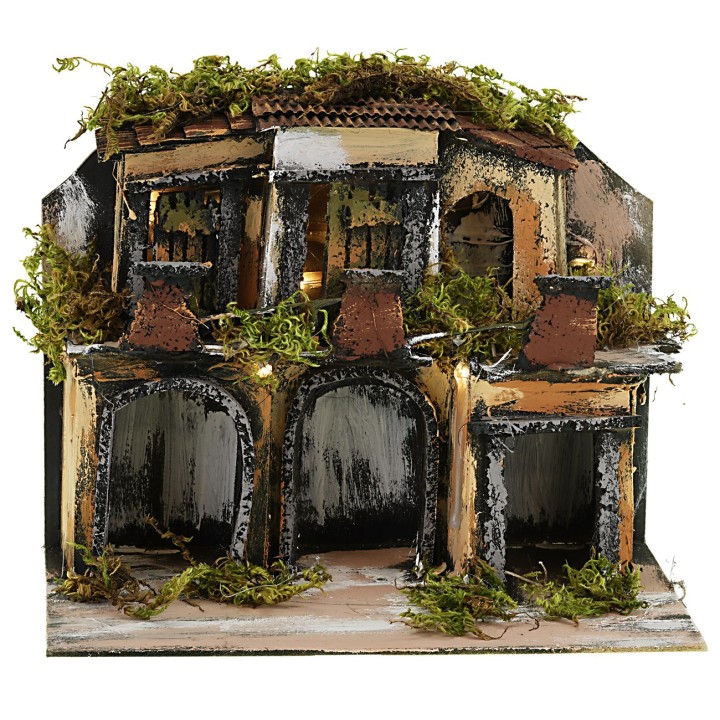 Borgo in stile napoletano con luci cm 21,5x13x17,5 h