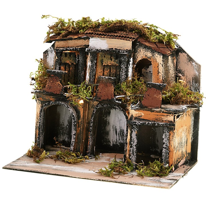 Borgo in stile napoletano con luci cm 21,5x13x17,5 h