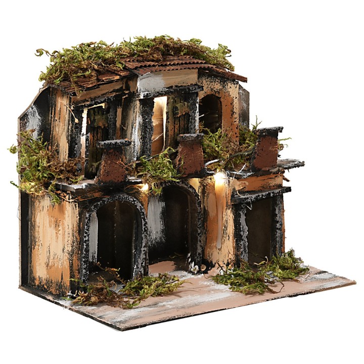 Borgo in stile napoletano con luci cm 21,5x13x17,5 h